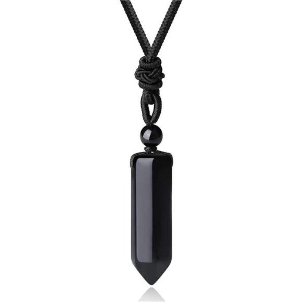 Crystal Necklace Rope Hexagonal Point Healing Crystal Natural Stone Pendant